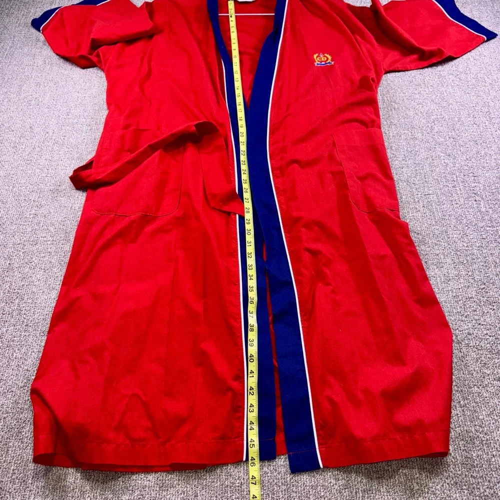 Christian Dior Robe Red Blue White Logo Men's Size XL Bathrobe Loungewear - Picture 10 of 12